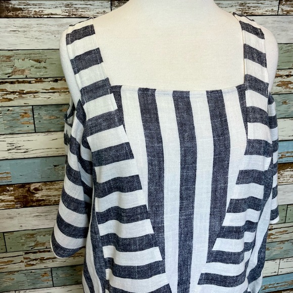 Soft Surroundings Striped Sunset Park Tunic Cold Shoulder Linen Blend Size Small - Picture 3 of 9